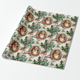 Victorian Jultomten med Holly II Presentpapper