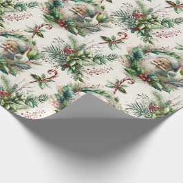 Victorian Jultomten med Holly Wrapping Papper Sh Presentpapper