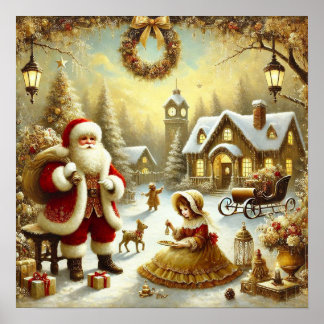 Victorian Jultomten Poster