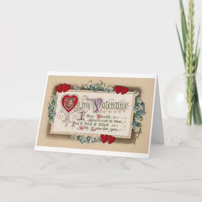 Victorian Kärlek Dikt Valentine Day Card Helgkort (Framsida)