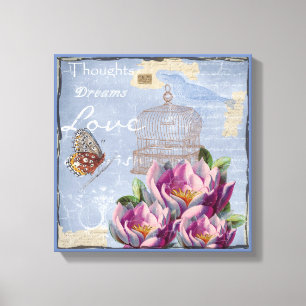 Victorian Kärlek Thoughts Dreams Butterfly Bird Ca Canvastryck
