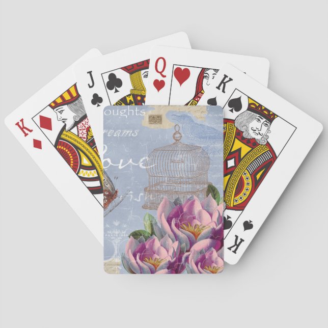 Victorian Kärlek Thoughts Dreams Butterfly Bird Ca Casinokort (Baksidan)