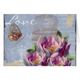 Victorian Kärlek Thoughts Dreams Butterfly Bird Ca Hälsningskort
