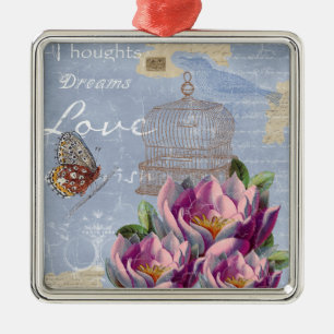 Victorian Kärlek Thoughts Dreams Butterfly Bird Ca Julgransprydnad Metall