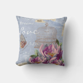 Victorian Kärlek Thoughts Dreams Butterfly Bird Ca Kudde