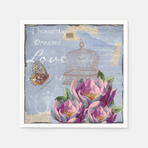 Victorian Kärlek Thoughts Dreams Butterfly Bird Ca Pappersservett