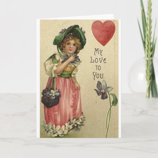 Victorian Kärlek Valentine Day Card Helgkort (Framsida)