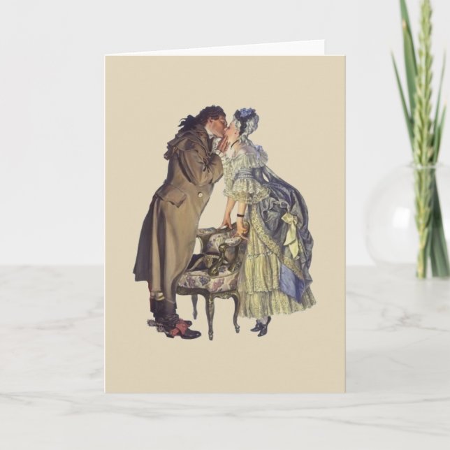 Victorian Kiss Romantic Valentine Helgkort (Framsida)