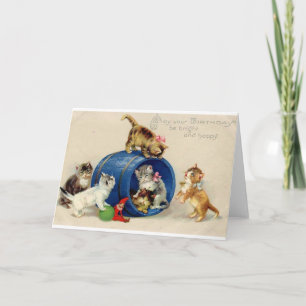 Victorian Kittens födelsedagskort Kort