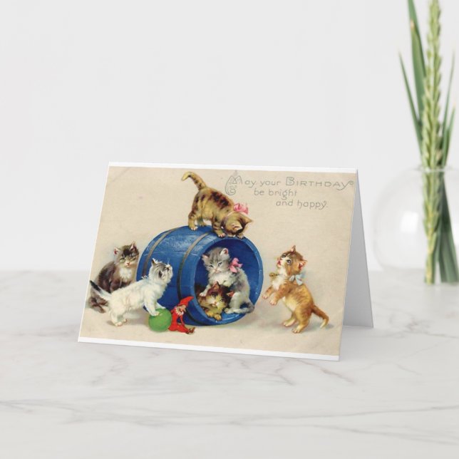 Victorian Kittens födelsedagskort Kort (Framsida)