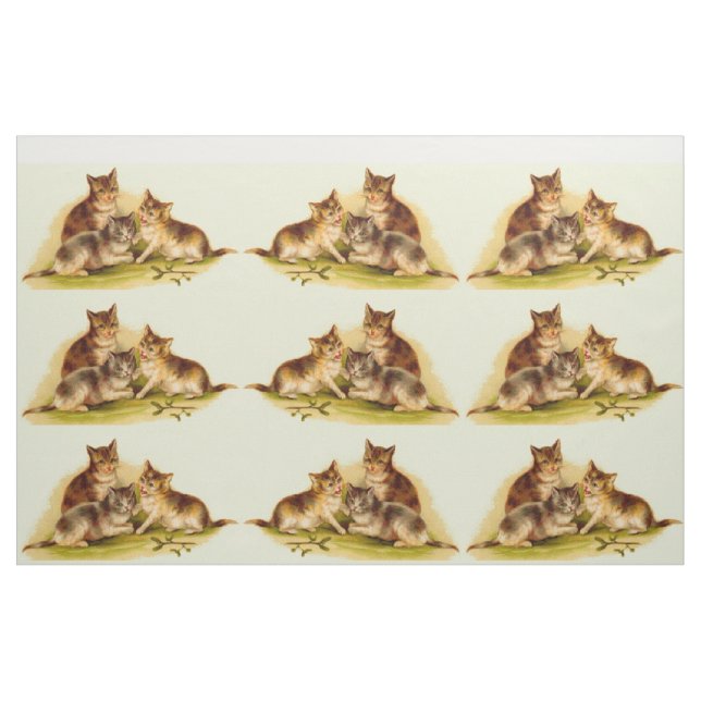 Victorian kittens tyg (Fat Quarter)
