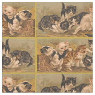 Victorian Kittens utskrift Tyg
