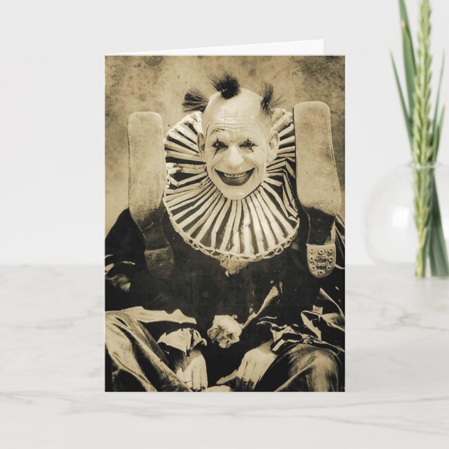 Victorian Konstig Creepy Clown Smiling Postcard Kort (Framsida)