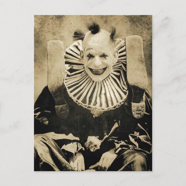Victorian Konstig Creepy Clown Smiling Vykort (Framsida)