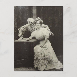 Victorian Konstig Halloween Frighted Woman Vykort