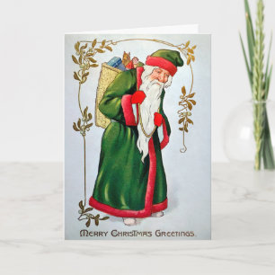 Victorian Konstig Santa Helgdag Card Helgkort