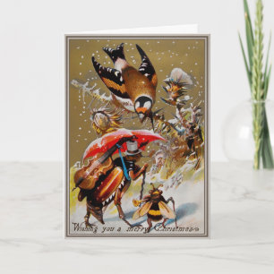 Victorian Kryp och Bird-julkort Helgkort