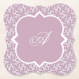 Victorian Lace Pink Monogram Paper Coaster Underlägg Papper