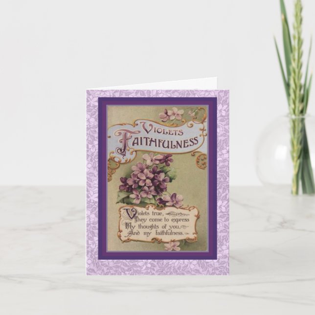 Victorian Language of Flowers Violets Faithness Kort (Framsida)