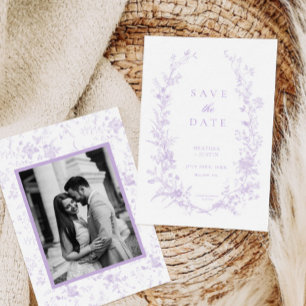 Victorian Lavender Blommigt Elegant bröllop Spara Datumet
