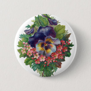 Victorian Lila Pansy Bouquet för Mors dag Knapp