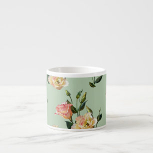 Victorian Lisianthus: Olive Blommigt Watercolor. Espressomugg