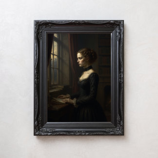 Victorian Literary Dark Academia Woman Portrait Fototryck
