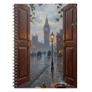 Victorian London Big Ben Rainy Day Oil Painting Anteckningsbok