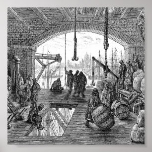 Victorian London - Lagerhus av Thames Poster