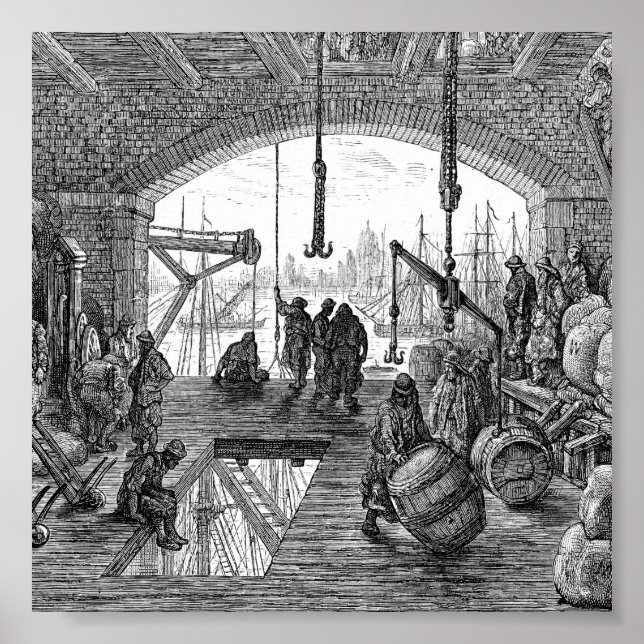 Victorian London - Lagerhus av Thames Poster (Framsidan)