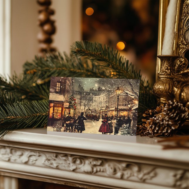 Victorian London Winter Wonderland Helg Vykort (Skapare uppladdad)