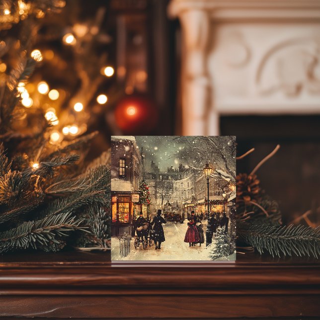 Victorian London Winter Wonderland Julkort (Skapare uppladdad)