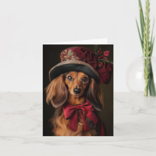 Victorian Long Hved Dachshund jul Helgkort