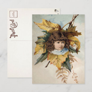 Victorian Löv Girl Postcard Vykort