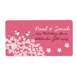 Victorian Love Bird Cherry Blommars Bröllop Lable Fraktsedel