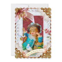 Victorian 'Lovey Dovey' Dresden-stil Card
