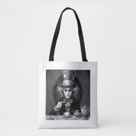 Victorian Mad Hatter Black & White Tygkasse