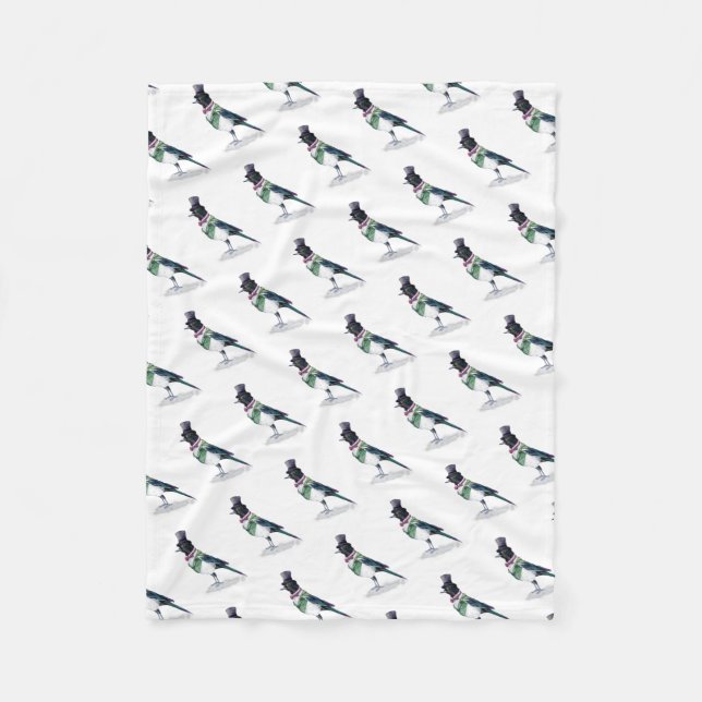 Victorian Magpie Bird Fleecefilt (Framsidan)