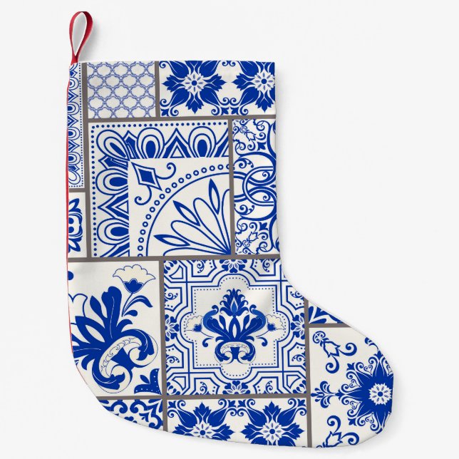 Victorian Majolica: Patchwork Tile Mönster. Liten Julstrumpa (Framsidan)