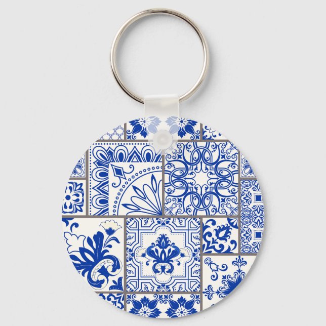 Victorian Majolica: Patchwork Tile Mönster. Nyckelring (Framsida)