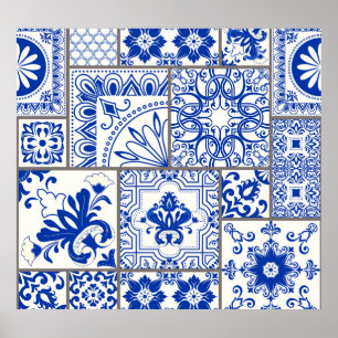 Victorian Majolica: Patchwork Tile Mönster. Poster