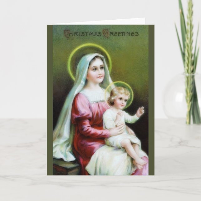 Victorian Mary och Baby Jesus Card Helgkort (Framsida)