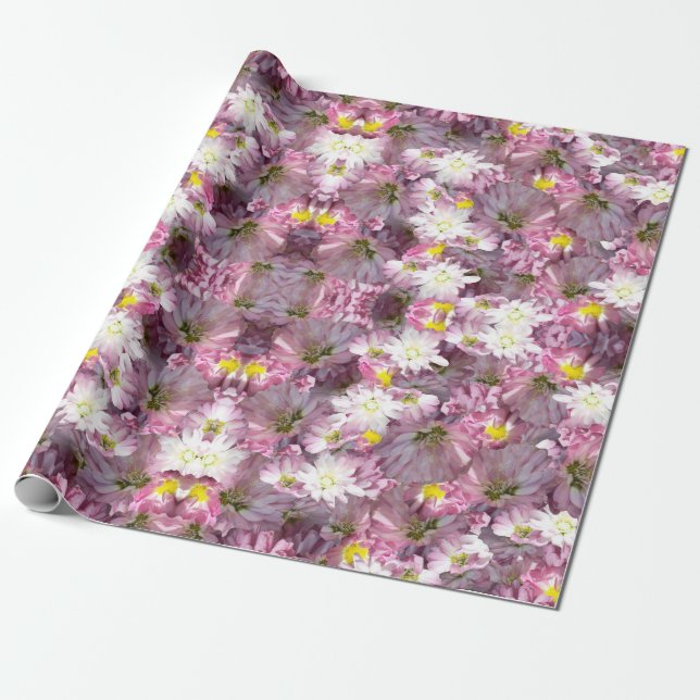 Victorian Mauve Flowers Presentpapper (Utrullad)