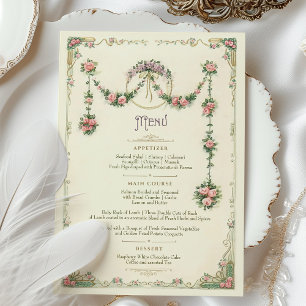 Victorian Menu Bröllop-innerkort Inbjudningar