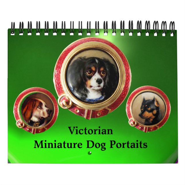 VICTORIAN MINIATURE HUND PORTRÄTT 2017 Grönt Kalender (Omslag)