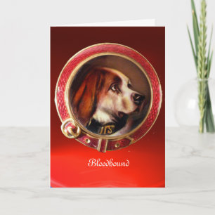 VICTORIAN MINIATURE HUND PORTRÄTT Bloodhound Helgkort