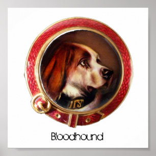 VICTORIAN MINIATURE HUND PORTRÄTT Bloodhound Poster