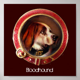 VICTORIAN MINIATURE HUND PORTRÄTT Bloodhound Poster