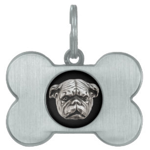 VICTORIAN MINIATURE HUND PORTRÄTT BULLDOG NAMNBRICKA HUSDJUR