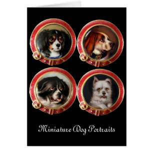 VICTORIAN MINIATURE HUND PORTRÄTT HÄLSNINGSKORT